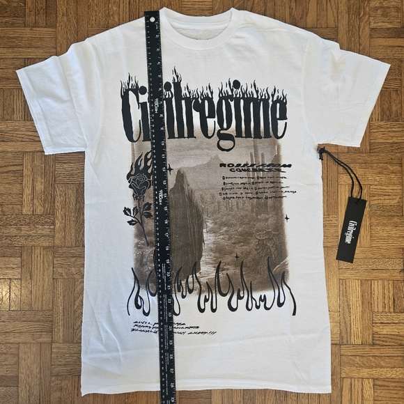 Civil Regime‎ Tee Shirt Mens Small White Grim Reaper Flames Gym New Authentic - Picture 3 of 8